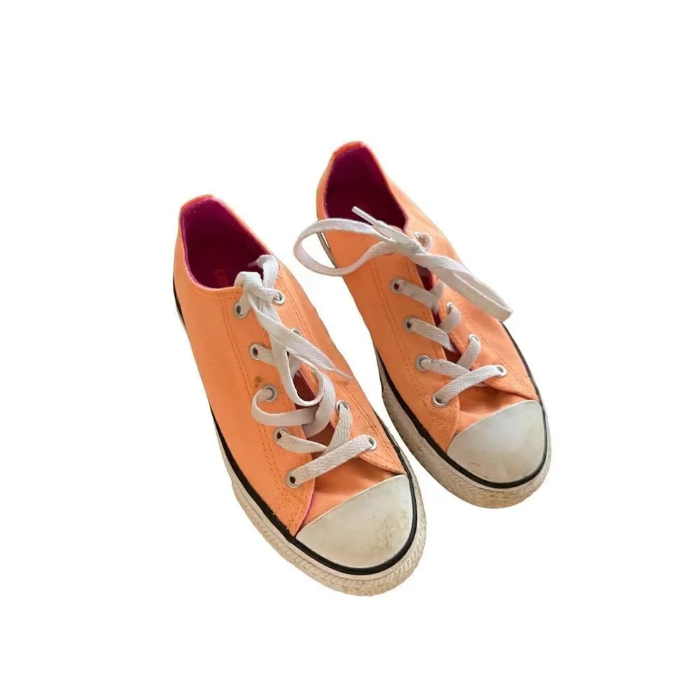 Converse Kids Girls Orange Lace Up Low Top Chuck Taylor All Star Sneakers Size 3
